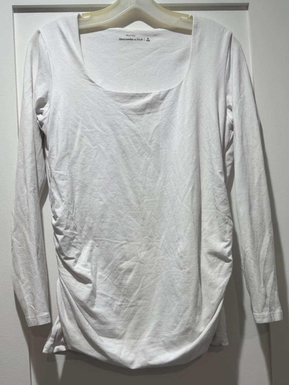 Maternity Abercrombie & Fitch White Scoop-Neck Lined Long Sleeve